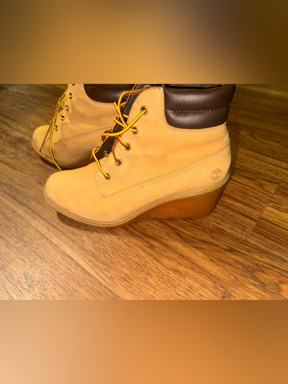Timberland Wheat Nubuck Lace-Up Wedge Boots
